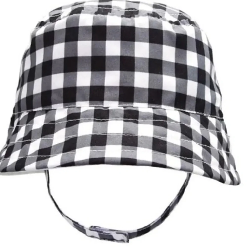 Reversible Sun Hat Gingham Boys Girls Bucket Chin Strap UPF 50+ Summer
